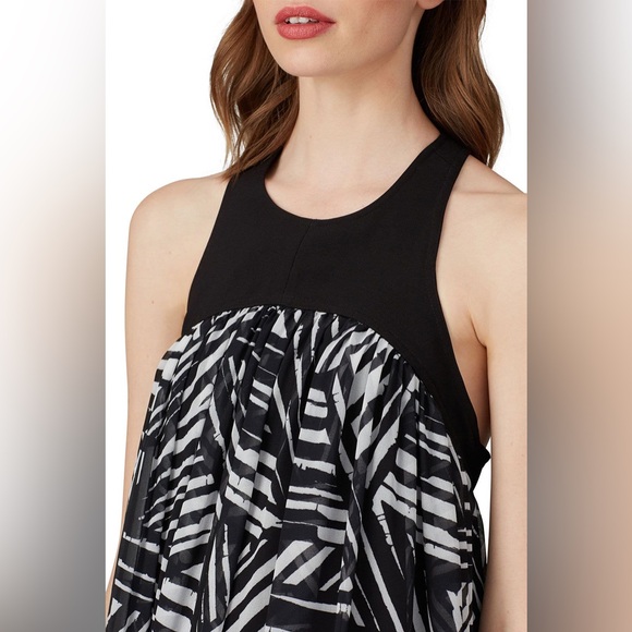 TOCCIN Black & White High-Low Chiffon Maxi Dress $695 Designer Resort Gown - Picture 5 of 6